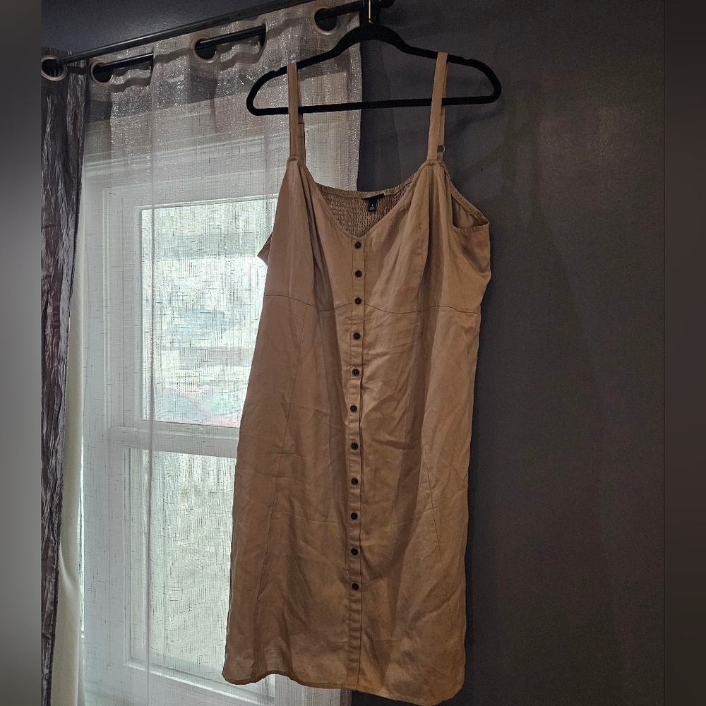 Beige Button-Down Dress